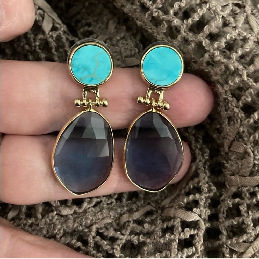 Anthropologie Two Tone Drop Earrings